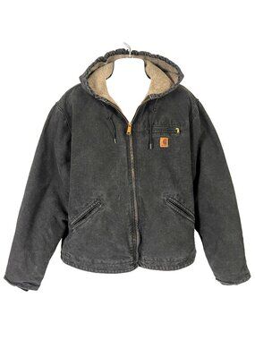 Carhartt Mens Vtg Style J141 Sandstone Sierra Jacket size 2XL Black Hooded